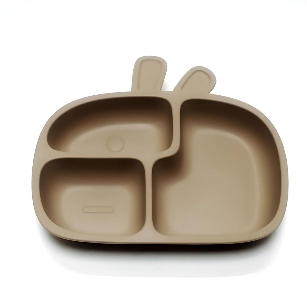 Non-Toxic Silicone Baby Dinner Plate Food Grade Baby Supplement Bowl Set Children'S Divided Dinner Plate Suction Cup One Piece