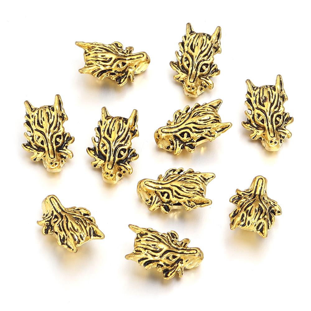 

10pcs 12x18mm Alloy Dragon Head Beads Antique Metal Spacer Beads For Jewelry Making DIY Crafts Necklace Bracelets Accessories античная золотой