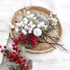 58cm Artificial White Berry Bouquet Christmas Decora Fake Plant for Home Decor Xmas Tree Navidad New Year 2025 Ornaments