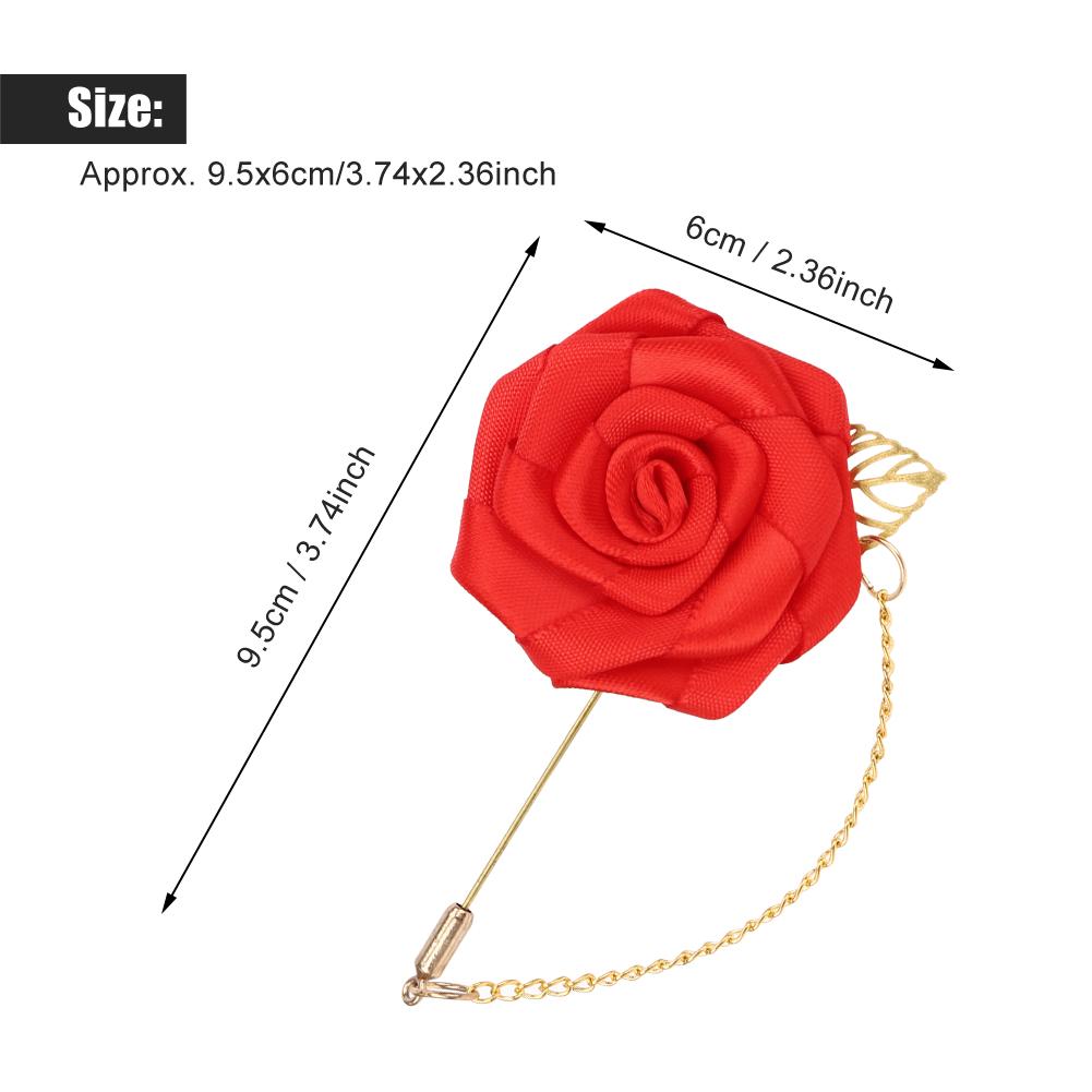 8PCS Simple Beautiful Ribbon Metal Golden Leaf Chain Bridal Rose Flower Brooch Pin Decoration