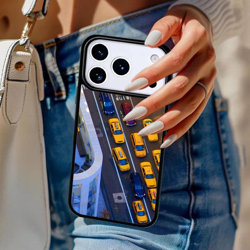 NYC Yellow Taxi Cabs Phone Case For iPhone 17 Air 14 15 13 12 Max Cover For Apple 16e 11 Pro Max Plus Coque
