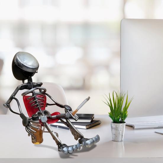 Metal Bulb Figure Figurine Sitting Bulb Head Man Ornament Mechanical