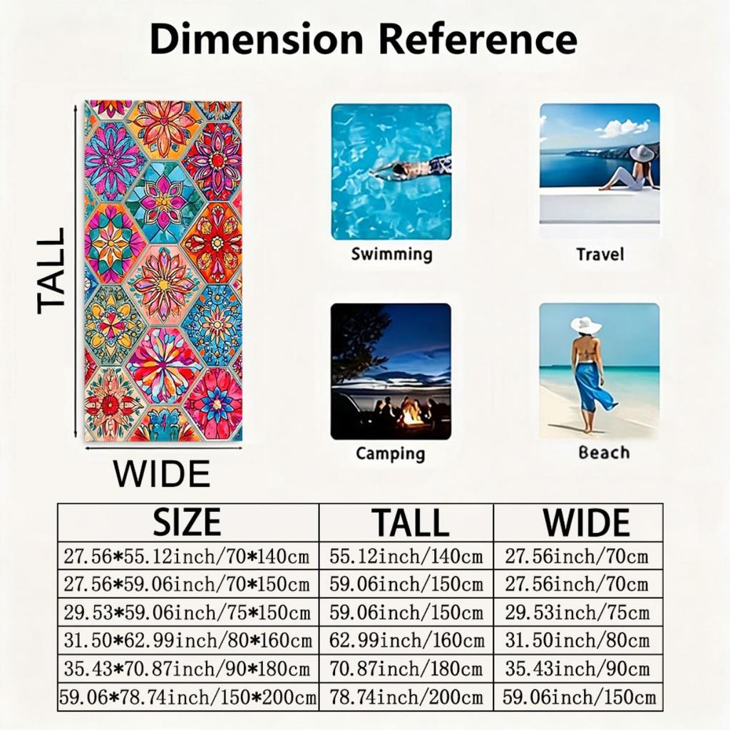"Vibrant Geometric Flowers" Oversized Beach Towel – Lightweight & Plush, Eye-Catching Design, Perfect for Beach Use