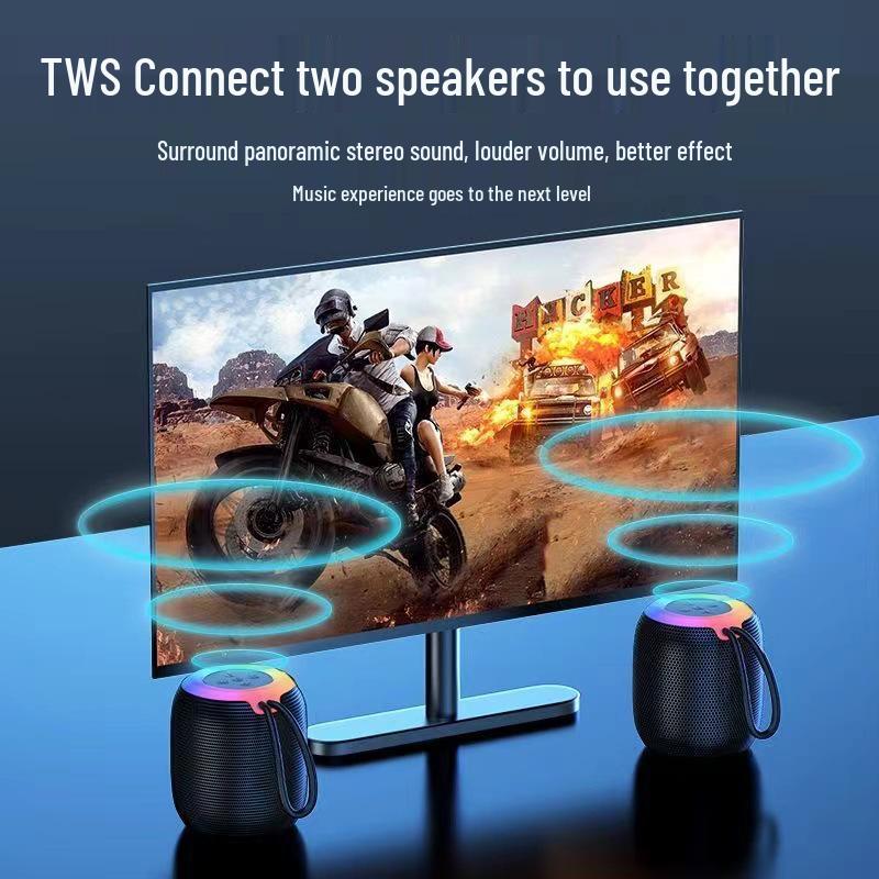 Compact Wireless Bluetooth Speaker: Portable, Mini, High-Quality Sound, Card Slot, Ambient Light, Ideal for Home and Outdoors