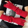 Hole Solid Color Long Mittens Harajuku Sweet Fingerless Gloves Fashion Knitted Warm Sleeves  Girls