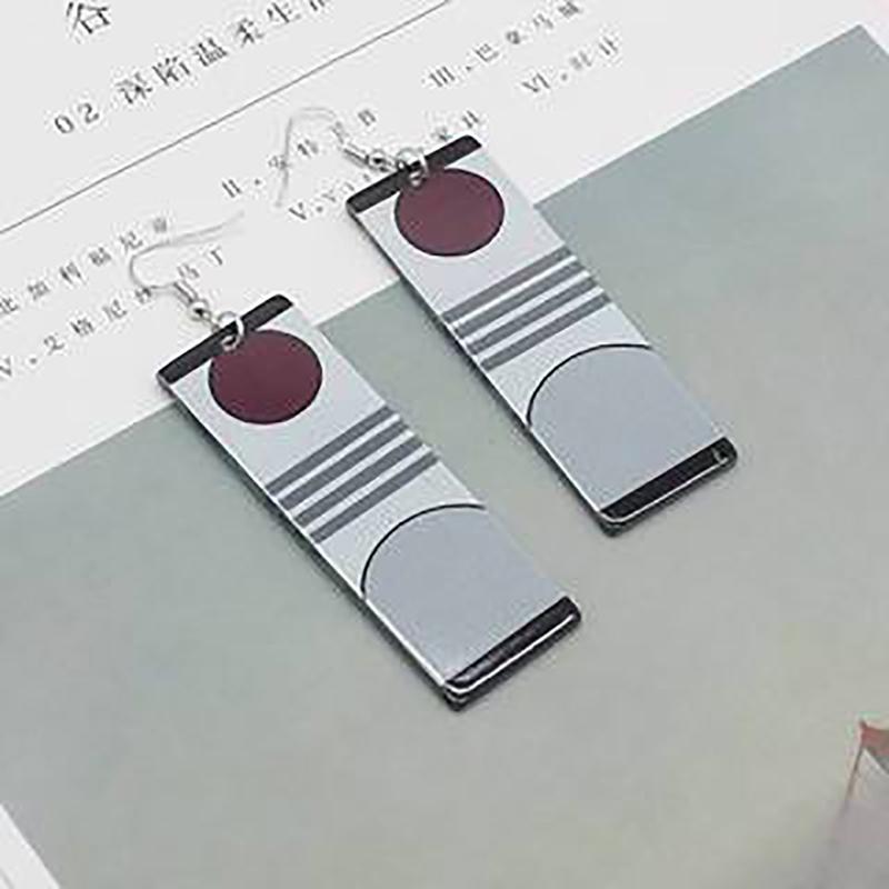 Acrylic Tanjiro Earrings Demon Slayer Earrings Anime Cosplay Props Girls Jewelry