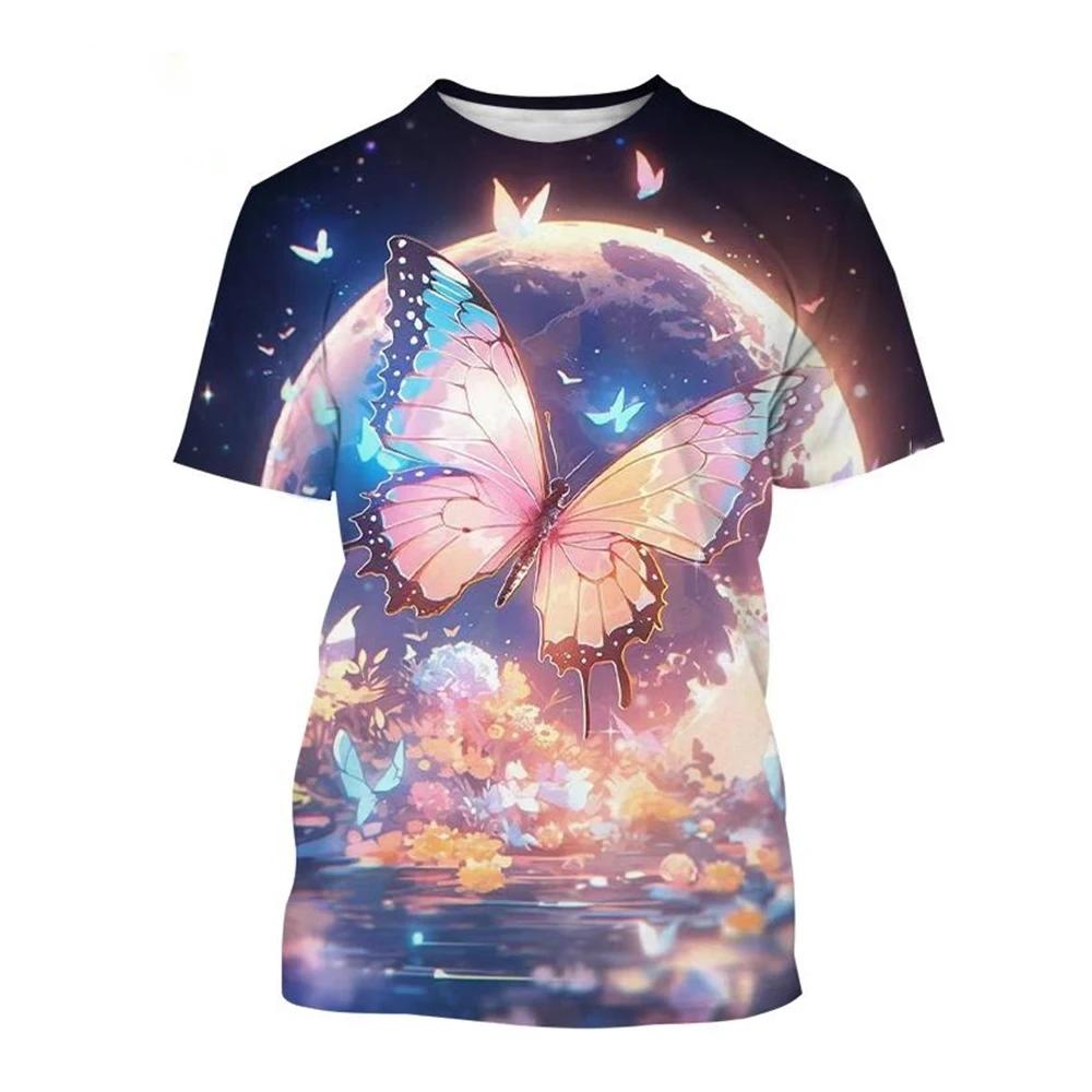 Hot Selling New Color 3D Printed Butterfly Animal T-shirt, Insect Butterfly Printed T-shirt, Men's and Women's Fashionable Casual Top