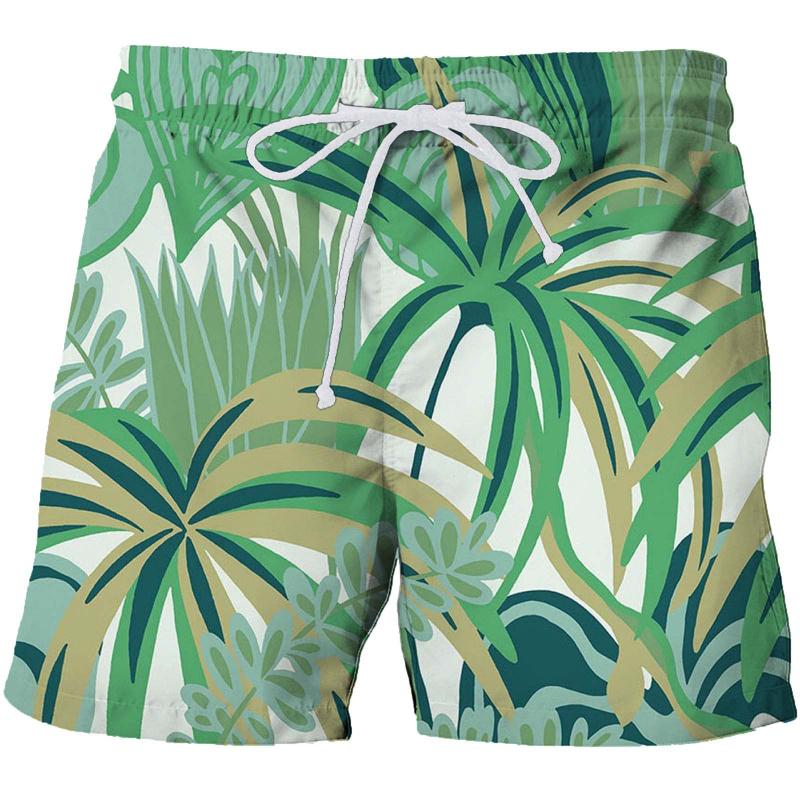 Summer Beach Shorts Fashion Hawaiian Vacation Casual Street Short 3D Palm Tree Printed Board Shorts Swim Trunks