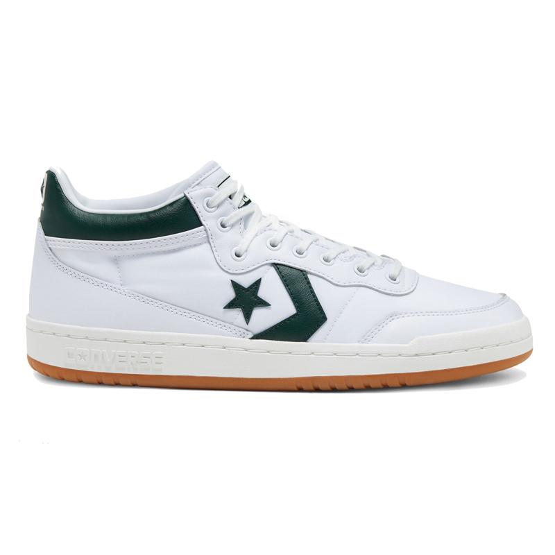 Converse Fastbreak comfortable and versatile non-slip and lightweight mid-top board shoes unisex white and green