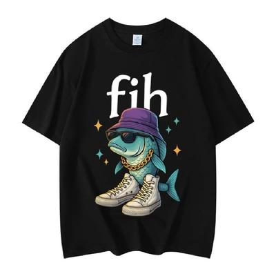 Fih Shoes Funny Misspelled Fish Meme T-shirt Men Women Clothing Fashion Y2k T-shirts High Quality Cotton Short Sleeve T Shirts