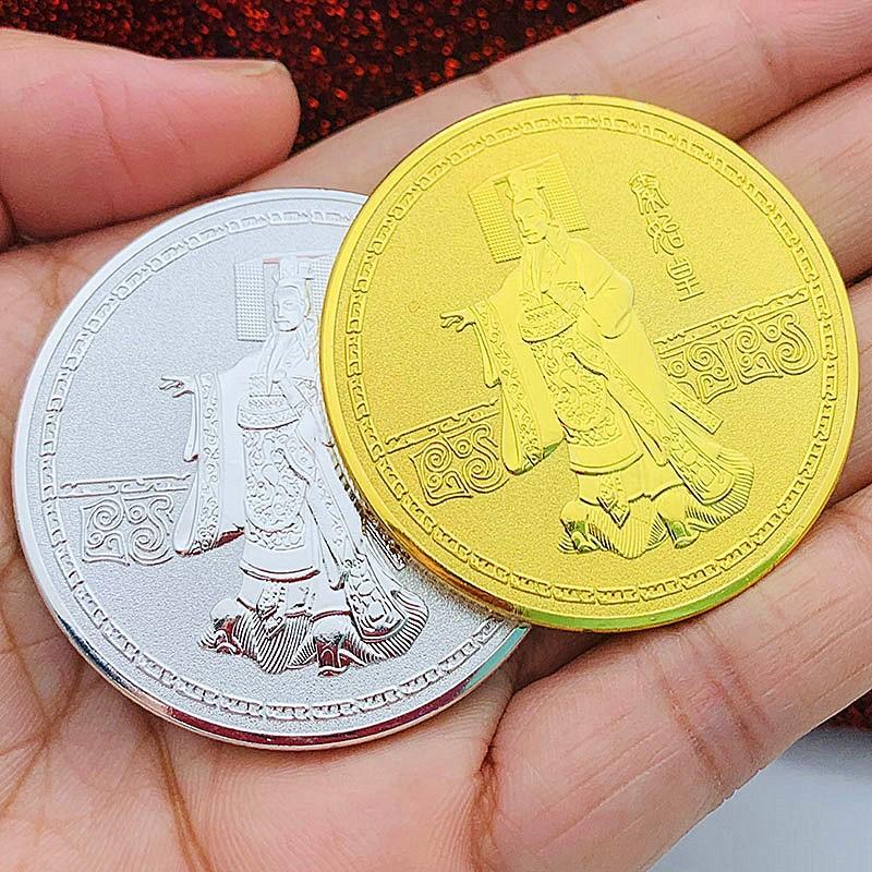 Xi'an Emperor, Qin Shihuang, No. 1 Terra Cotta Warriors, tourist attractions, gold plated coins, 45mm, commemorative coins, commemorative medals