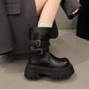 Thick-soled Heightening Martin Boots Women's 2025 New Autumn High-end Versatile Short Boots Small Temperament Retro Knight Boots