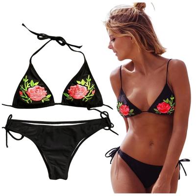 Dwuczęściowy kwiecisty strój kąpielowy bikini wiązany na plażę, basen, L Dwuczęściowy kwiecisty strój kąpielowy bikini wiązany na plażę, basen, L
