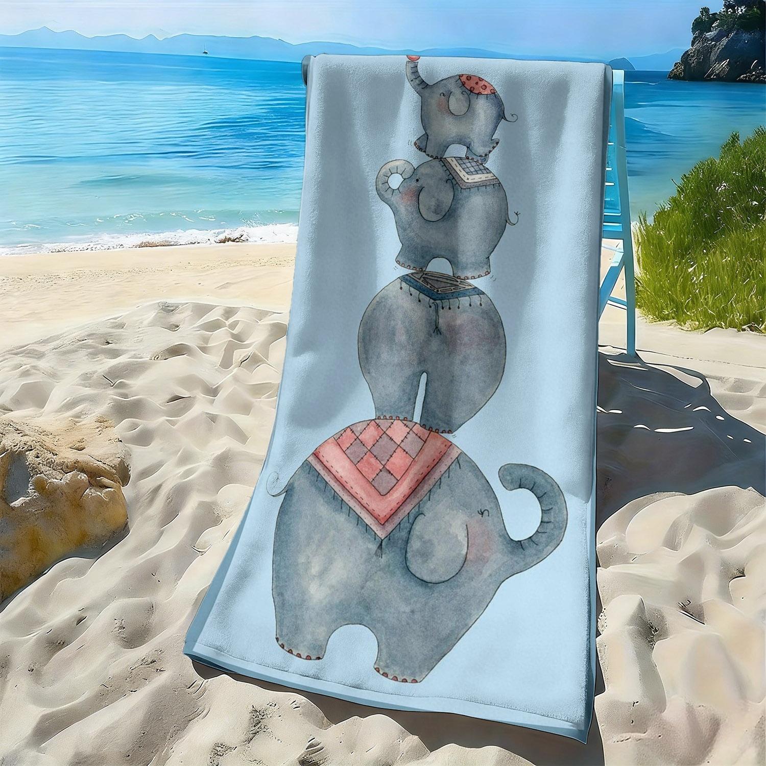 

Cute Cartoon Elephant Jigsaw Puzzle polyester microfiber beach towel is highly absorbent suitable for swimming and beach outings W40*H60(CM)