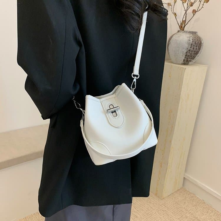 Color matching denim mini bucket bag women's messenger bag