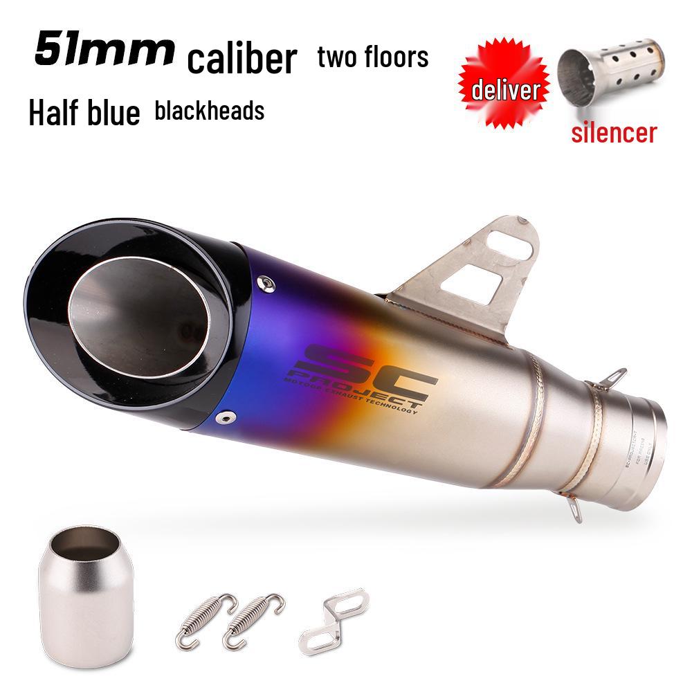 Modified SC Exhaust Pipe for Z900, Ninja 400, CB650R, R3 – Two-Layer 51mm