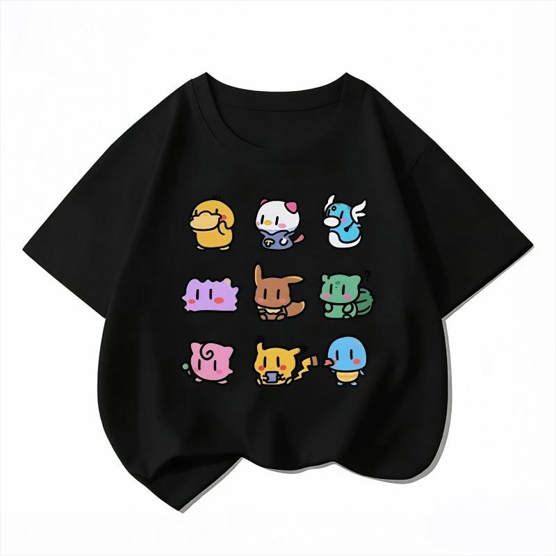 Youngsters' Summer Fashion Casual T-Shirt with Cute Duck Print, Comfortable Short Sleeve Crew Neck Tee for Boys and Girls