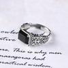 Yintai Versatile Unisex Thai Silver Black Agate Adjustable Ring - Trendy Retro Jewelry Ornament