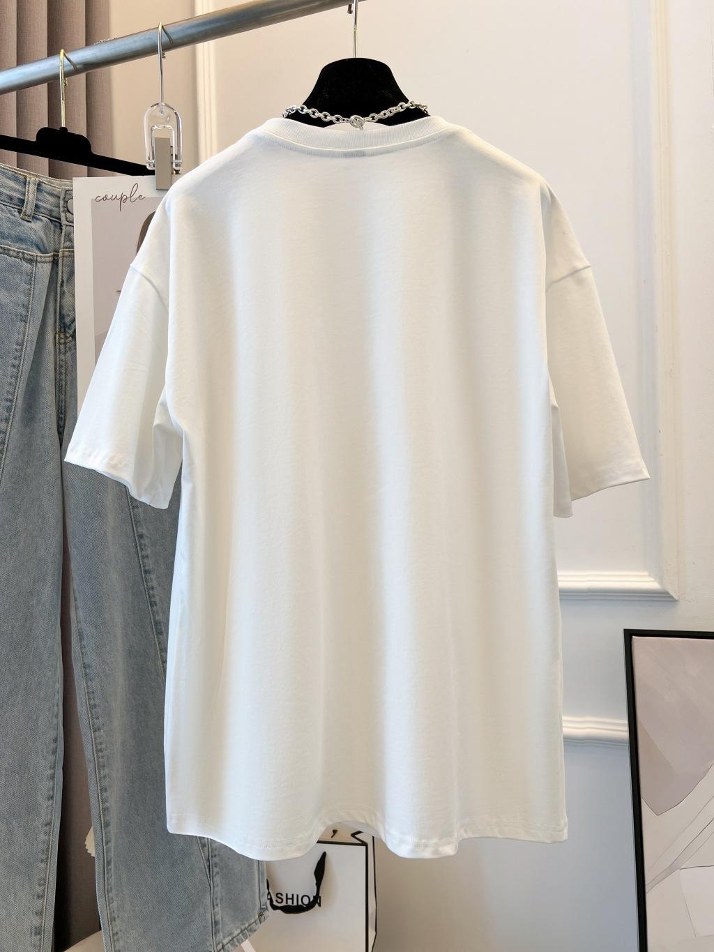 

Cotton Printed Summer Short Sleeve T-Shirt Women s Loose XXXXL білий