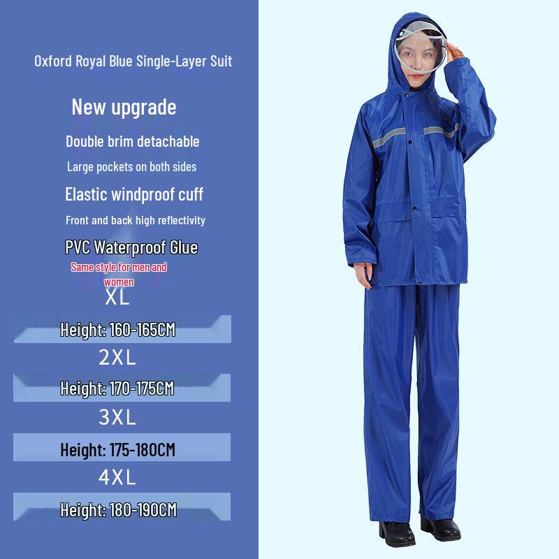 Shangqiu Reflective Raincoat & Pants Set - Waterproof, Durable, Full-Body Protection for Motorcycle Riding, Flood Control, and Labor Safety.