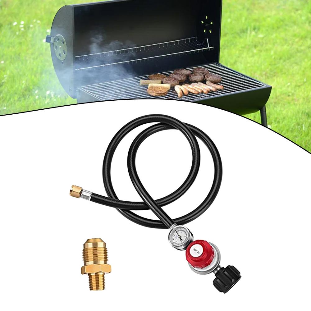 Adjustable 0-30 PSI Propane Regulator Wi 4FT Hose Gauge For Grills For QCC1 For 58in-18 UNF Outlet Connection For Cooking Burner