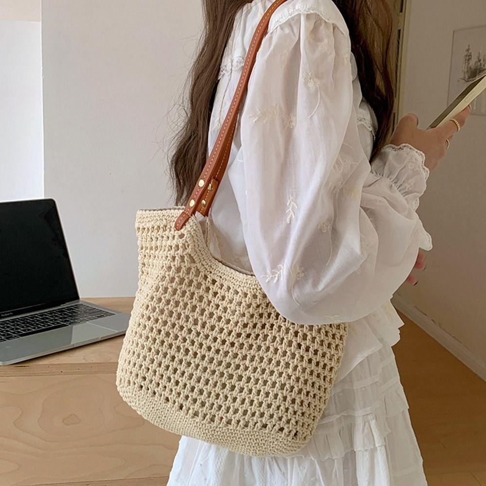 

Tote Bag Weave Straw Bag Shoulder Bag Beach Bag Simple Streetwear S