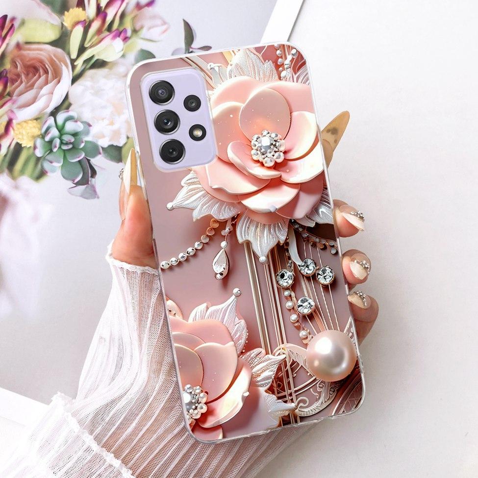 Transparent For Samsung Galaxy A72 4G Case Cute Fashion Flowers Funny Painted Casing For Samsung A72 4G SM-A725M SM-A725F Cover
