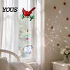 Weather Resistant Outdoor Decor Faux Crystal Red Bird Suncatcher with Chain, Window Hanging Ornament Colorful Bead for Home Prism Heart Pendant,