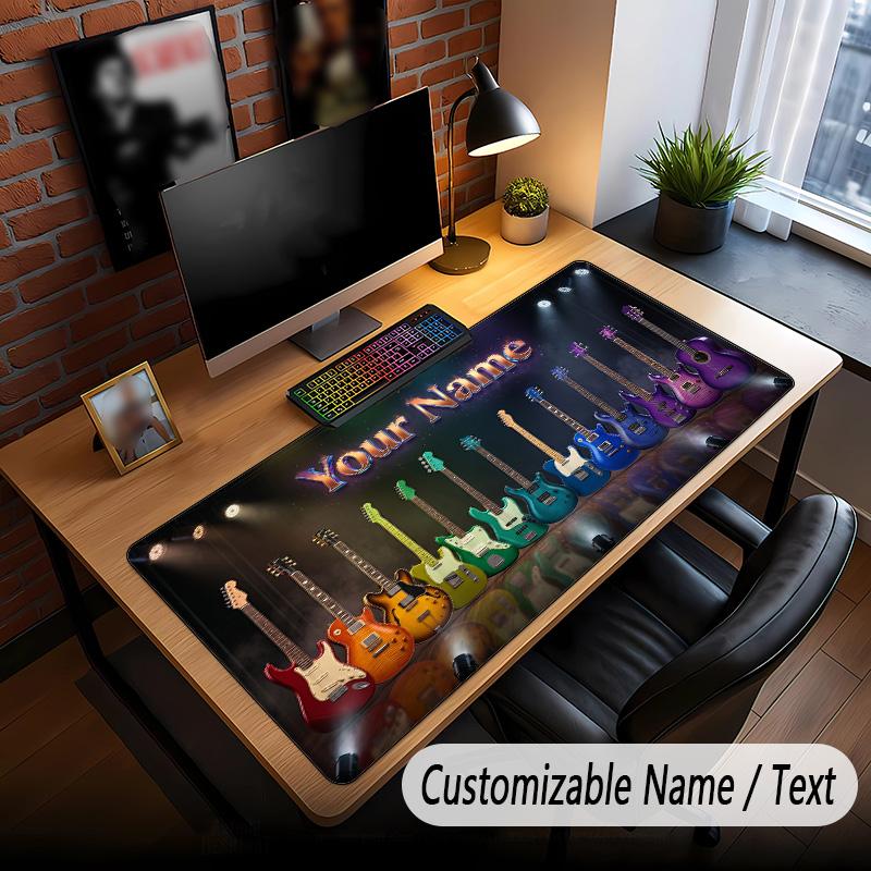 Music Guitar Theme Custom Mouse Pad Personalized With Name Text Customized Desk Mat For Office Home Decor