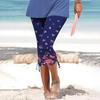 Women Summer Casual Cropped Trousers Skinny Leggings Elastic Waist Cycling Shorts Printed Vacation Pants