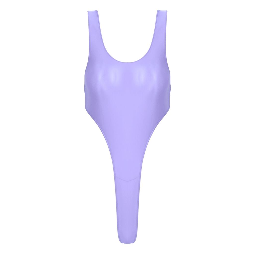 Γυναικείο Γυαλιστερό Ολόσωμο Μαγιό Χωρίς Πλάτη Ψηλό Κόψιμο Ολόσωμο Μαγιό