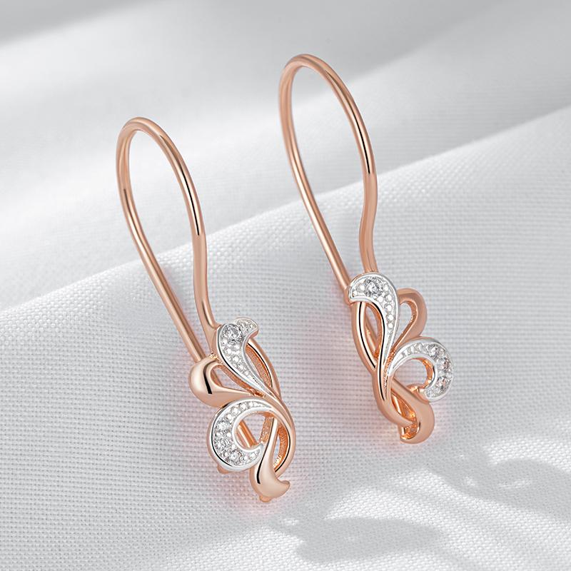 Shiny Natural Zircon Flower Long Drop Earrings Women Luxury  Rose Gold  Color Mix Daily Fine Vintage Jewelry