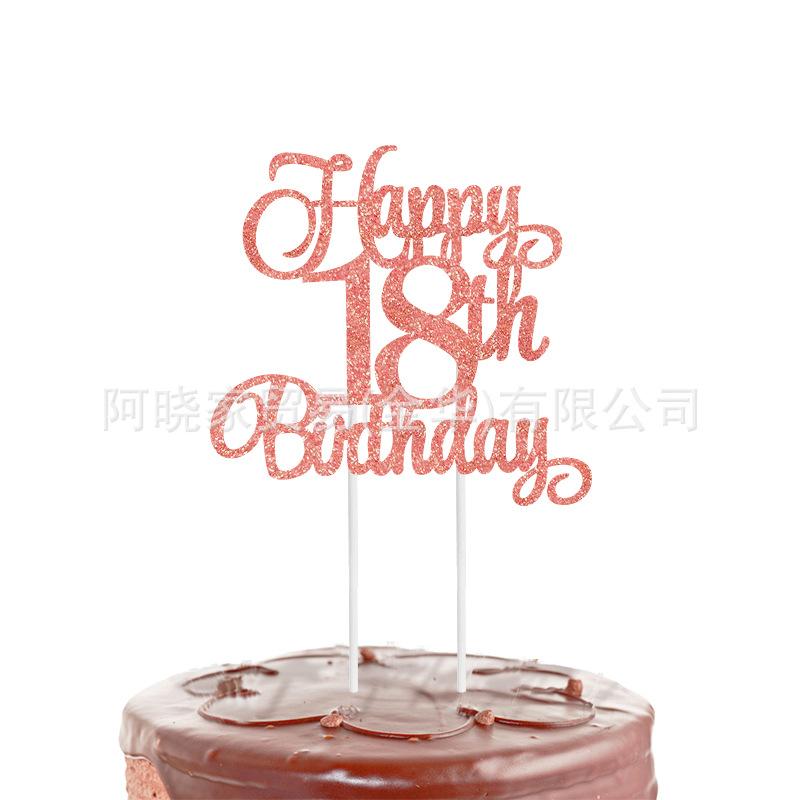 1Pcs Black Gold Happy 10 Birthday Cake Topper 10th 20th 30th 40th 50th 60th Loves & Wishes Party Decorations for Birthday Party