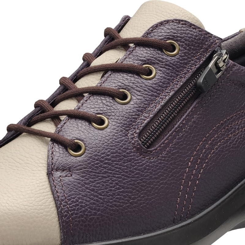 Achilles Sorbo Walking Echt Wasser Weit ASC Dunkel cm Damen Sneaker, Schuhe, Leder, Abweisend, Weite, Reißverschluss, 4E, 5570, Lila/Warmgrau, 24.5