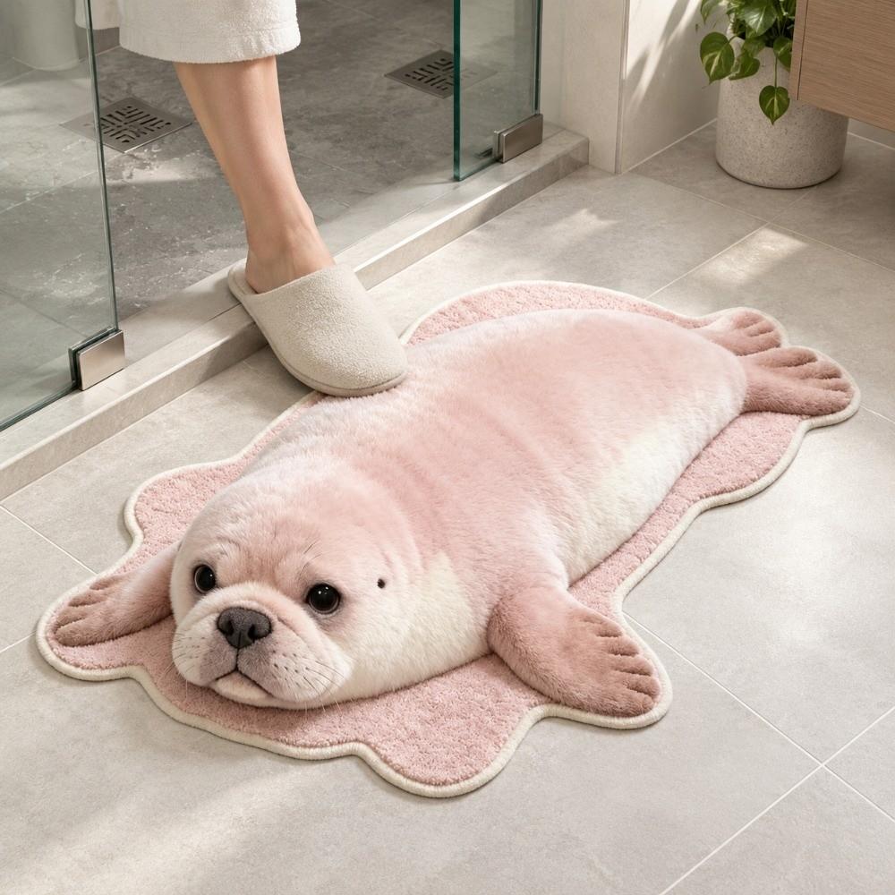 Faux Cashmere Animal Shaped Rug Absorbent Bathroom Doormat Bedroom Floor Mat Entryway Decor