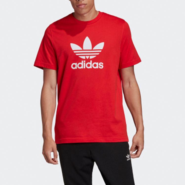 Adidas Originals Trebfoil Logo Short Sleeve T-Shirt Men Tops Red FM3791