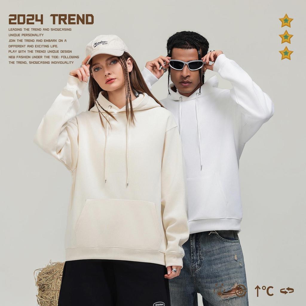 Men's Heavyweight Antibacterial Faux Cotton Hoodie - Solid Color, Unisex, Fall/Winter Essential