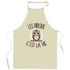 Kitchen Apron - C'est La Vie - Owl Pattern - Durable Cotton - Printed In France