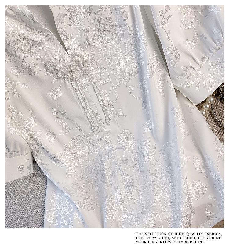 Damen 2025 Sommer Chinesischer Stil Satin Besticktes Froschknopfhemd