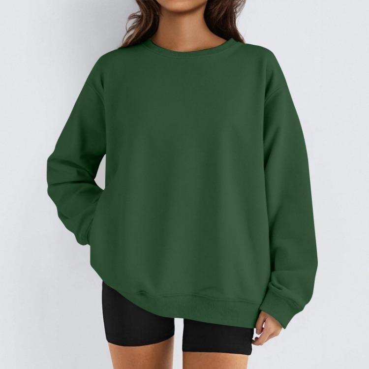 Damen Winter Fleece Tops Langarm Sweatshirt Lässiger Rundhalsausschnitt Pullover Lockerer Schnitt Warme Wintertops