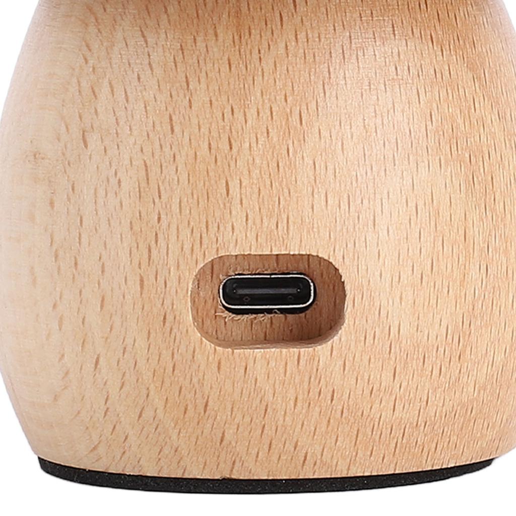 Mushroom LED Table Lamp Wooden Warm Light Stepless Dimming Rechargeable Bedside Nightstand Lamp for Bedroom Home Decoration