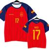 2026 Spain Team Player Style Yamal Football Jersey,#2 #3 #11 #15 #17 #22 #24 Quick‑Dry Short Sleeve T‑Shirt Kids Family Fan Kid
