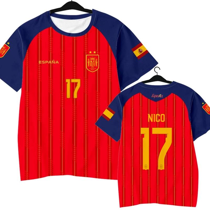 2026 Spain Team Player Style Yamal Football Jersey,#2 #3 #11 #15 #17 #22 #24 Quick‑Dry Short Sleeve T‑Shirt Kids Family Fan Kid