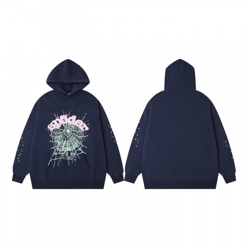 Sp5der Spider Web Foam Print Fleece Hoodie Loose Fit Hip Hop Sweatshirt Men Women