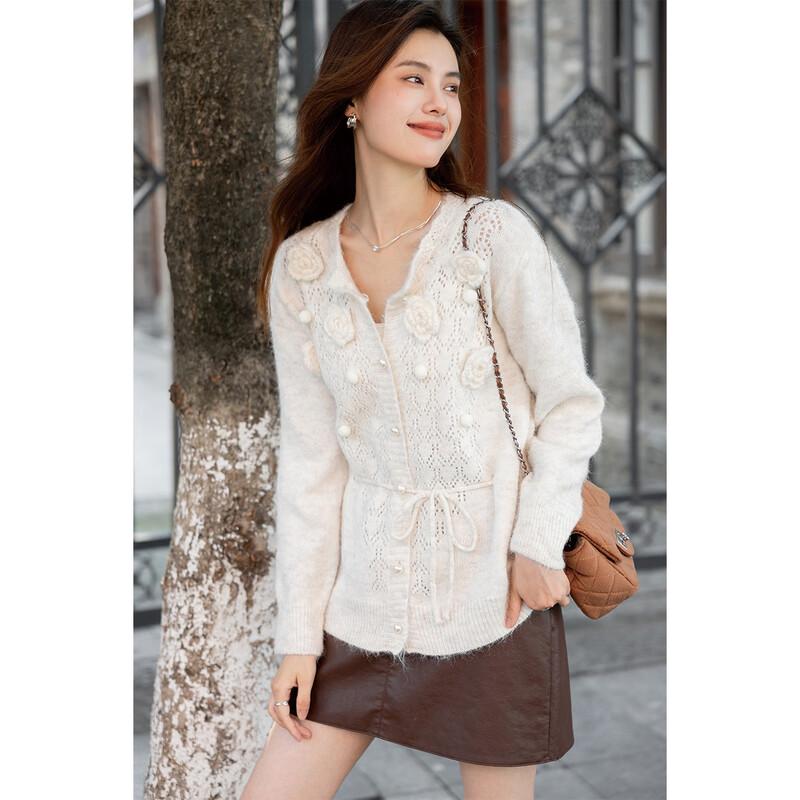 Moka Na 3D Floral Fluffy Knit Sweater