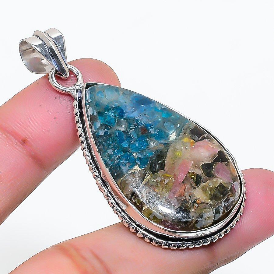 Natural Tourmaline Gemstone Handmade 925 Sterling Silver Pendant 2.05  AP-15133