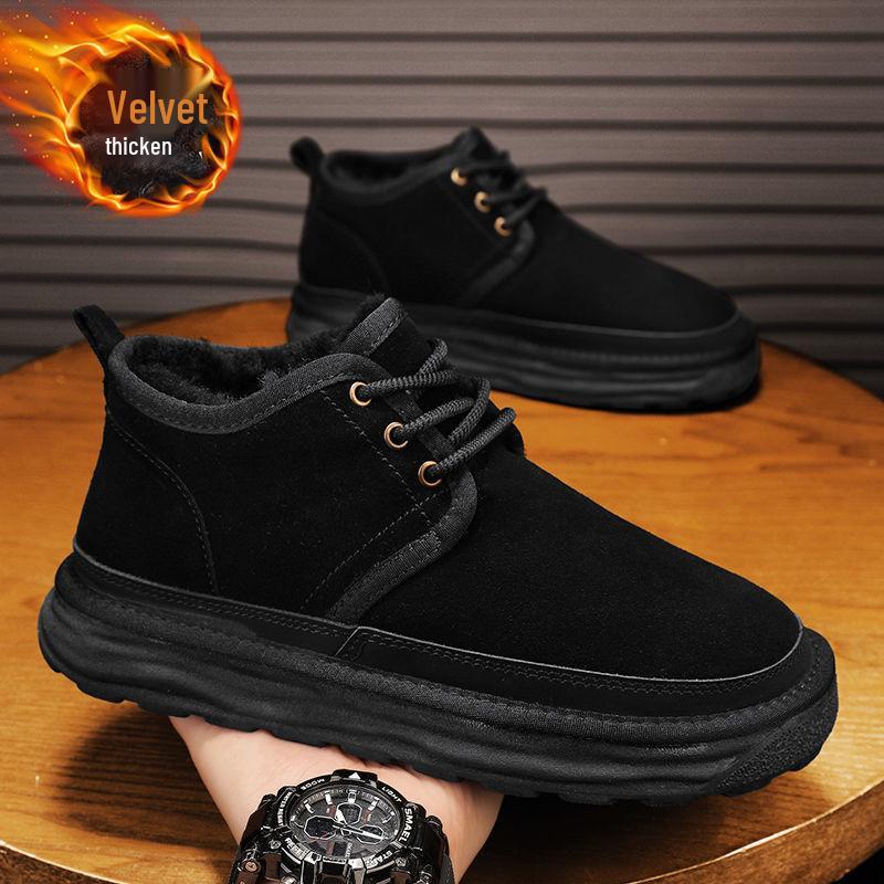 Northeast Herren 2025 Fleecegefütterte Pelz Schneestiefel - Warm, Dick zum Schnüren, Rutschfeste Winter Stiefeletten