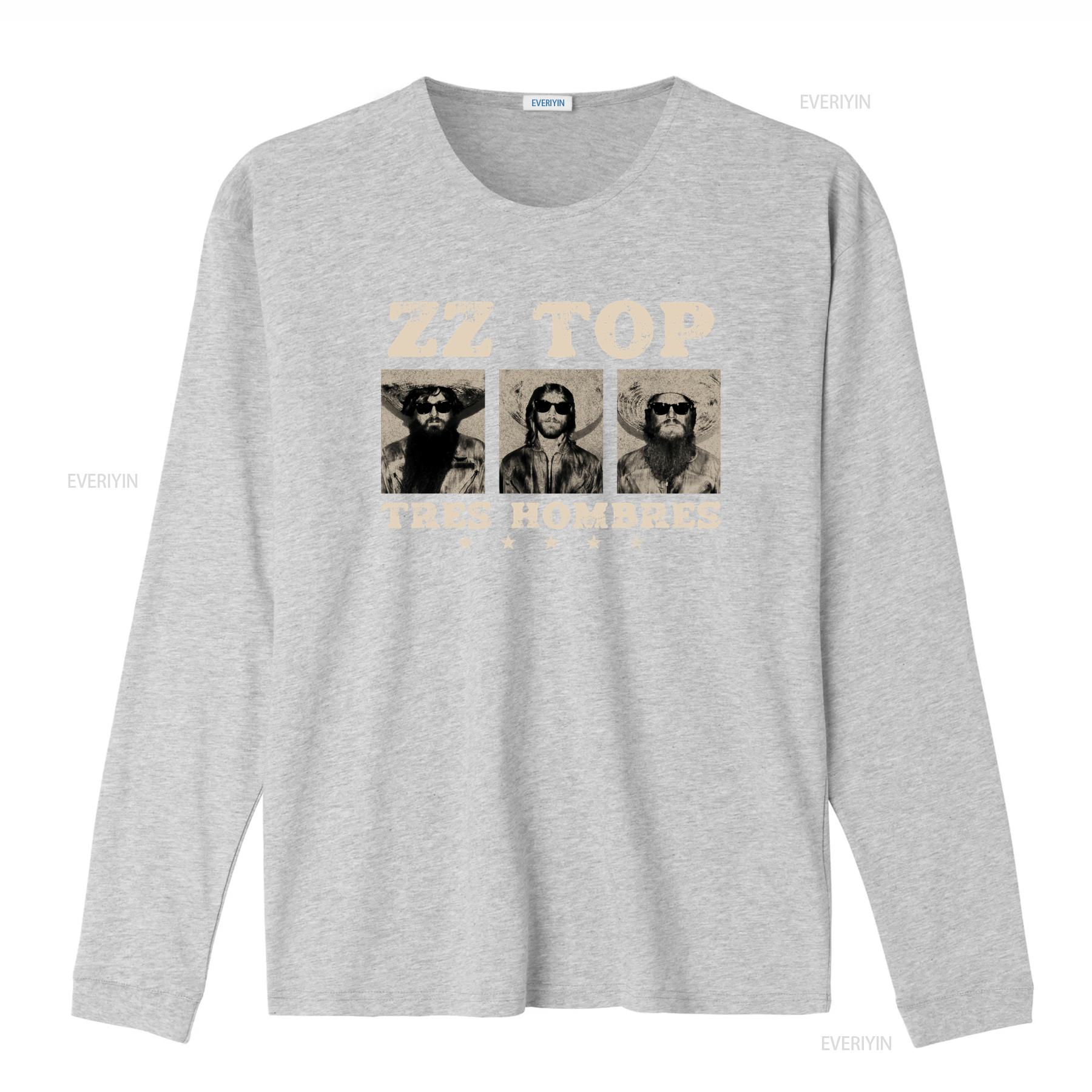ZheXiong TEE Tres Hombres ZZ Top Retro Rock Blues La Grange Jesus Just Left Chicago T-shirt vintage Gewassen Uitgerekt heren mode Stijlvol L
