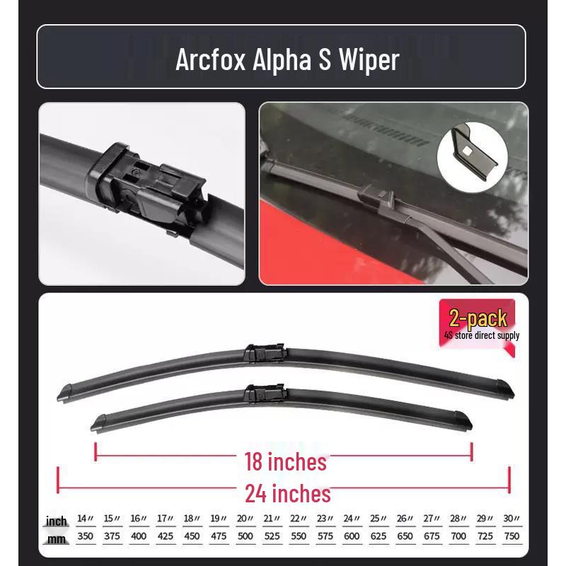 ARCFOXS Frameless Wiper Blade Rubber Strip for Jihu Alpha S - Silent Car Accessory Frameless Wiper Blade