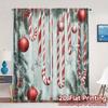 2pcs,Curtains Christmas Candy Cane Ornaments Snow (3) Pattern Popular Curtains Versatile 100% Polyester Curtains Thermal
